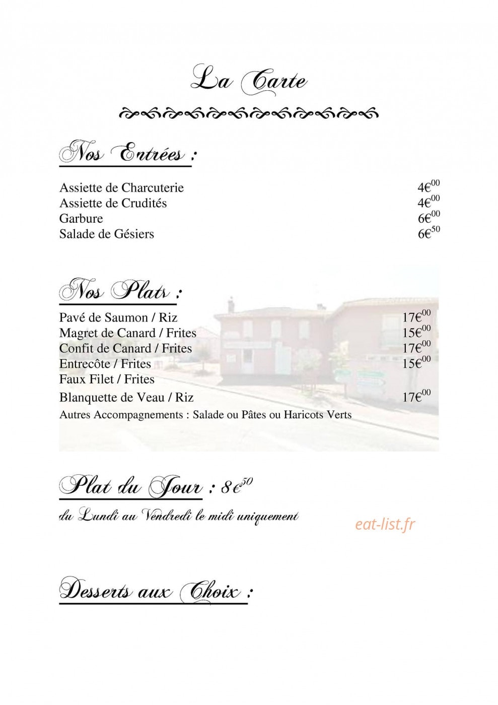 L'auberge du Bousquet — carte page 6