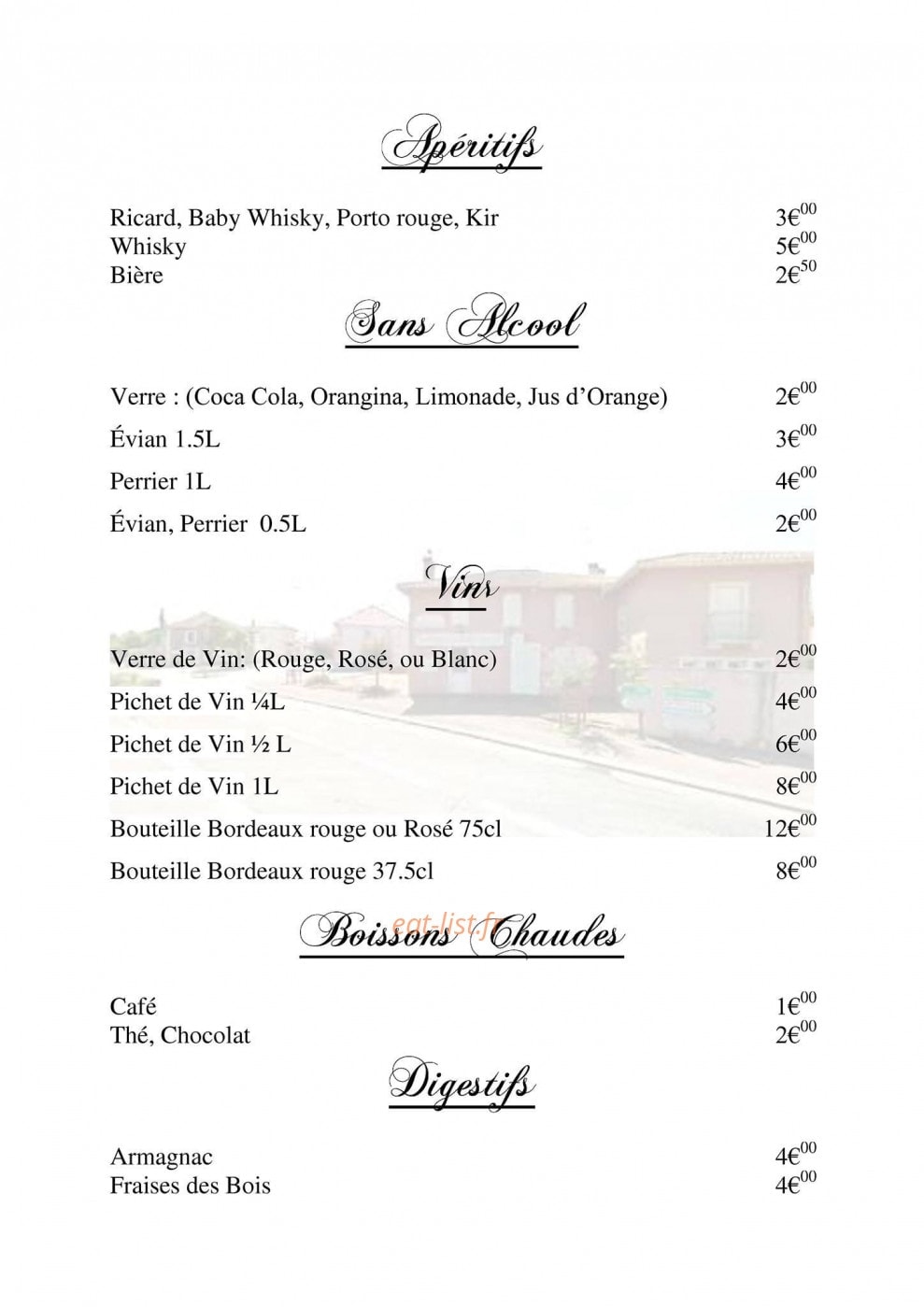 L'auberge du Bousquet — carte page 2