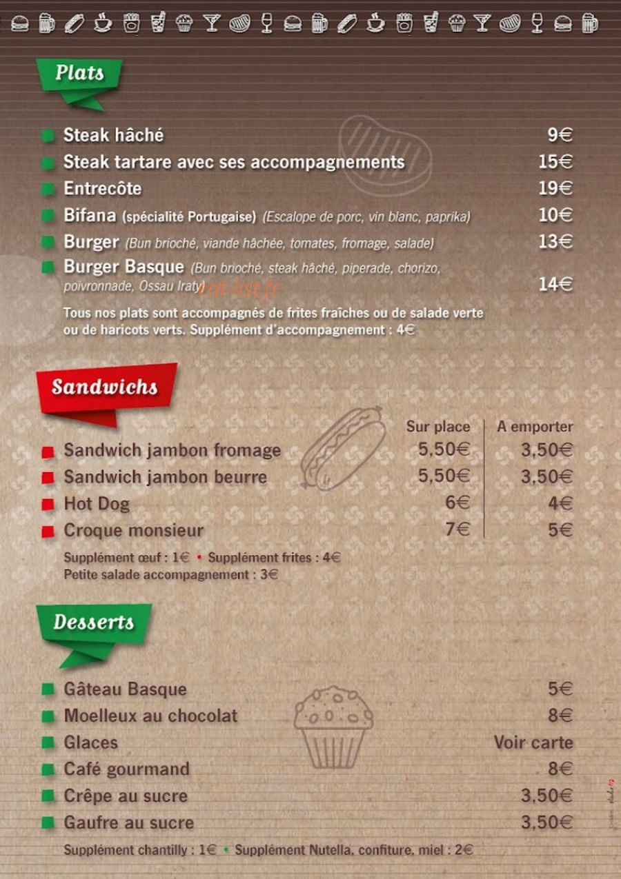 La Brasserie du Marché — carte page 1