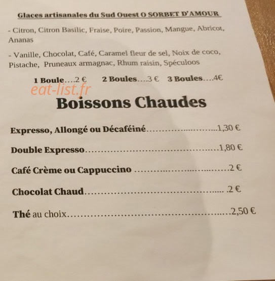 Alegria Bistrot — carte page 4