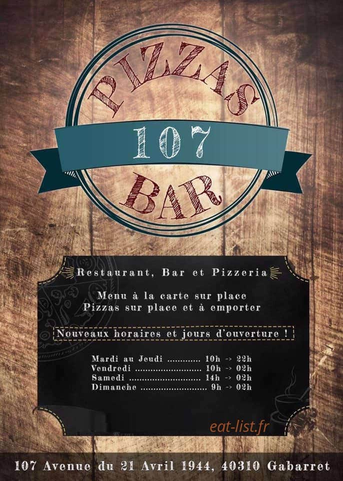 Pizzeria le 107 — carte page 1