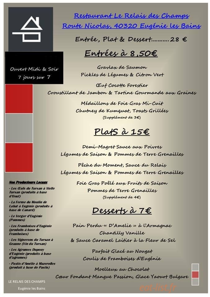 Le Relais des Champs — carte page 2