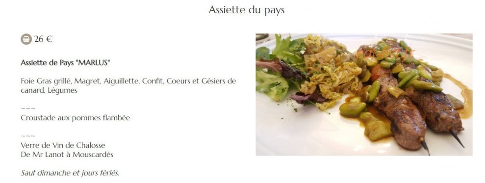 Hôtel Restaurant le Commerce Darracq — carte page 1