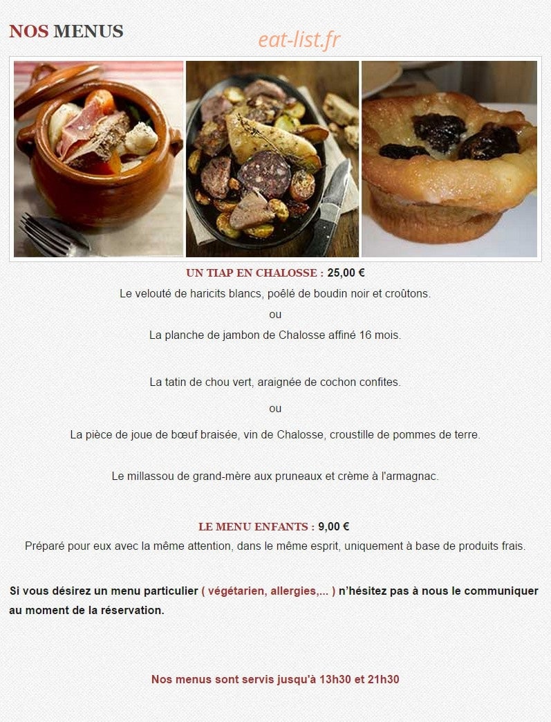 L’Auberge du pas de vent — carte page 1