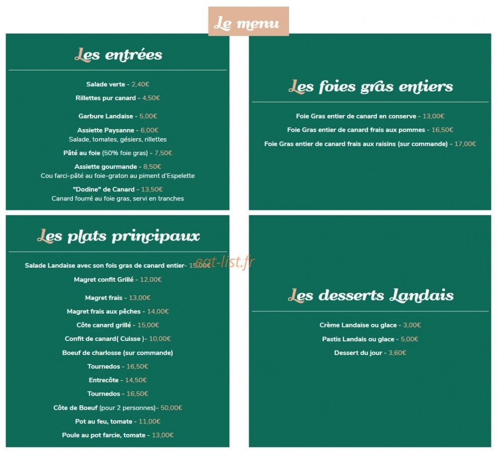 Le Vieux Chêne — carte page 1