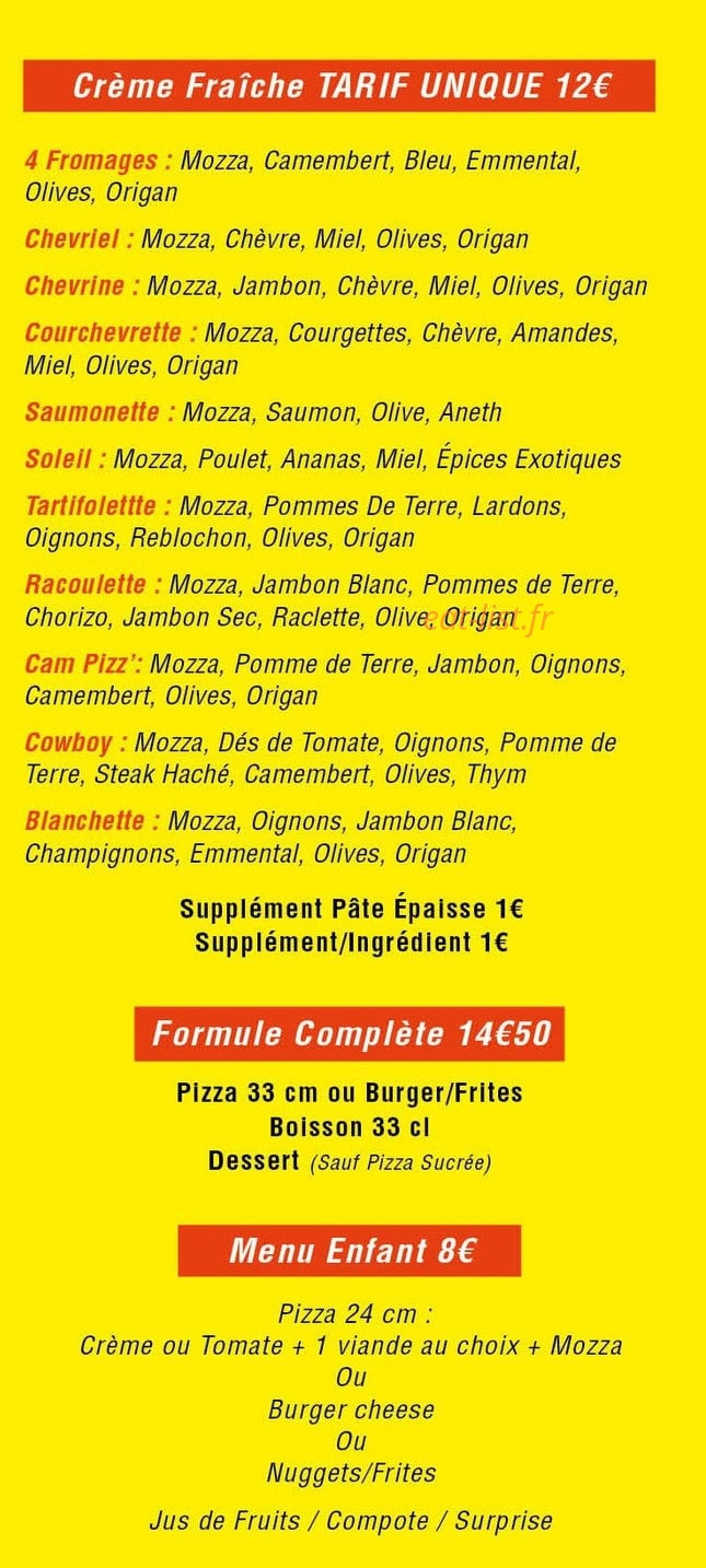 Chez Papy Pizz — carte page 3