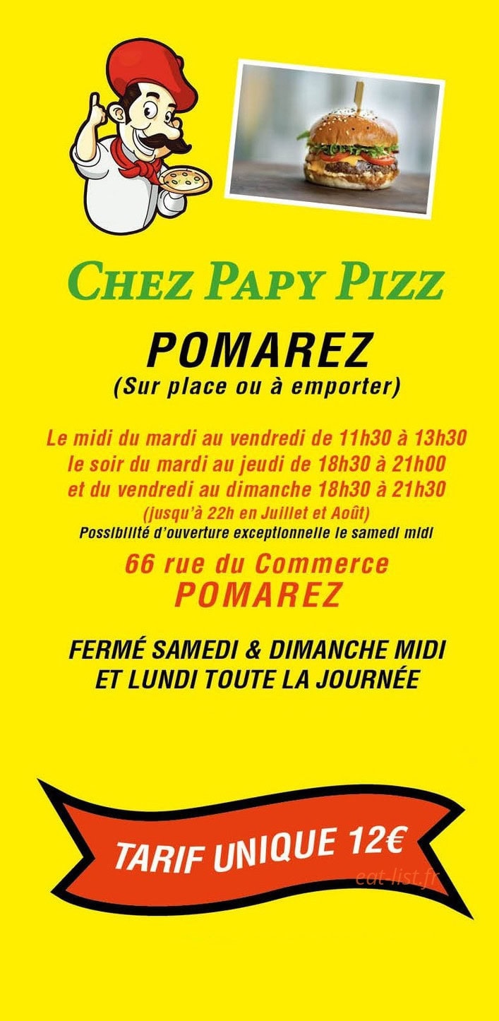 Chez Papy Pizz — carte page 1