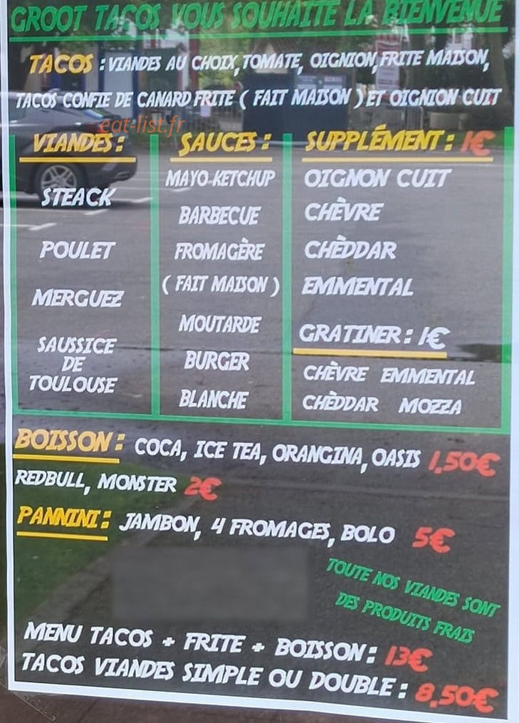 Groot tacos — carte page 1
