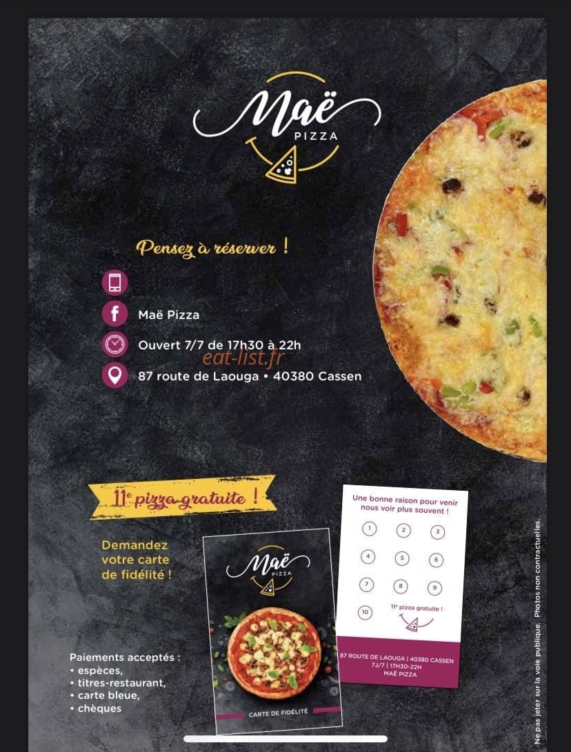 Maë Pizza — carte page 4