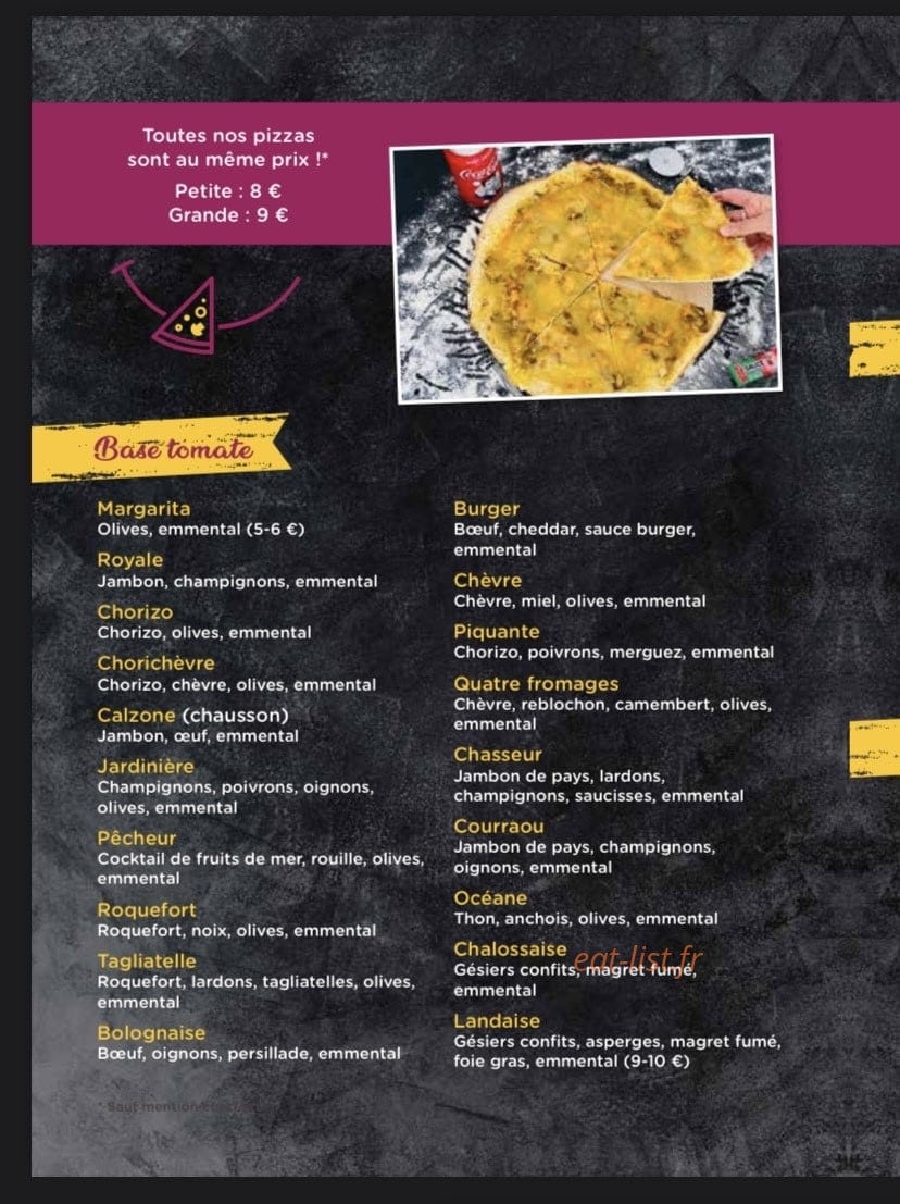 Maë Pizza — carte page 2