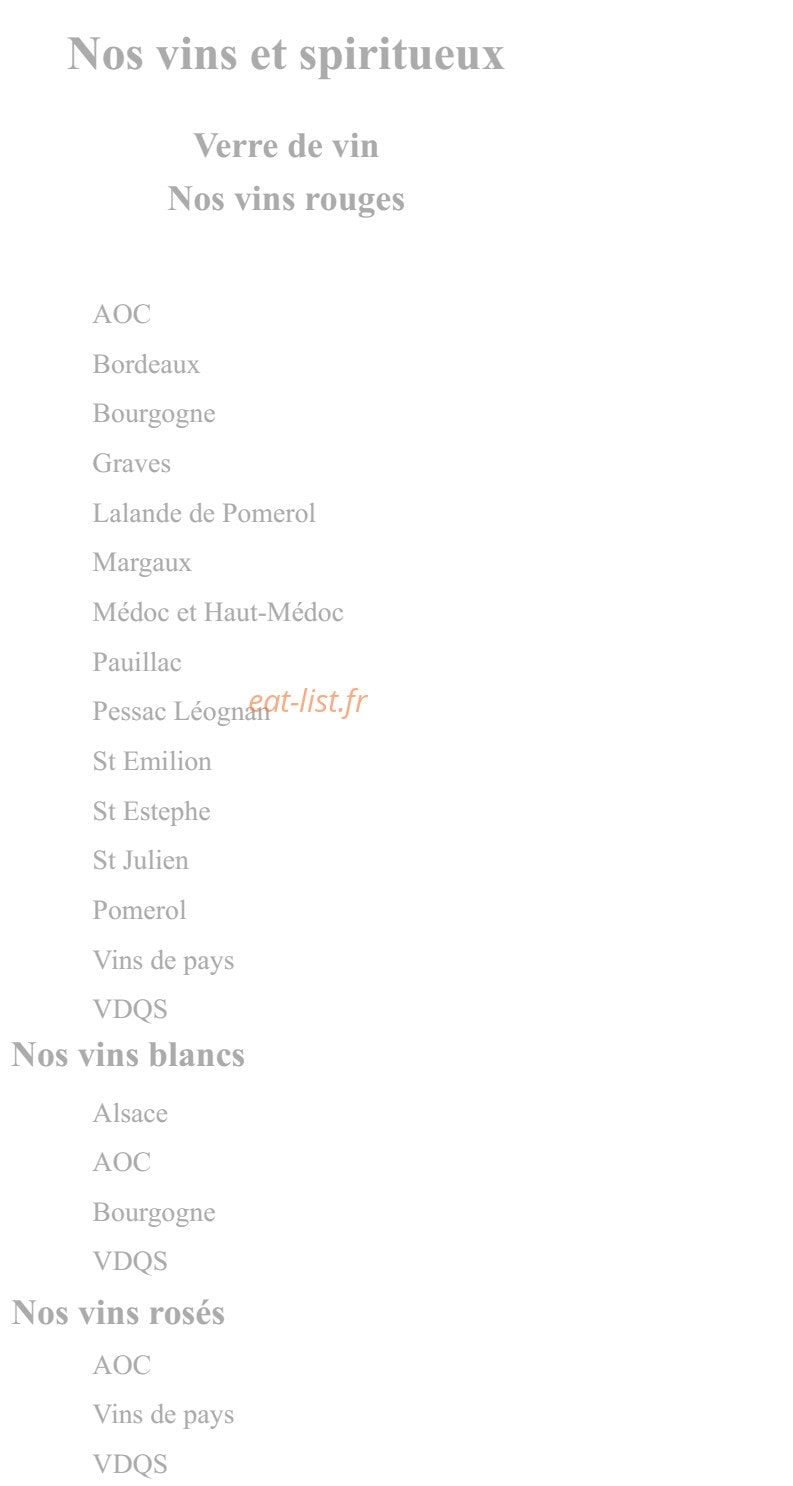 Carte et menu de Aux tauzins à Montfort en Chalosse — Les vins