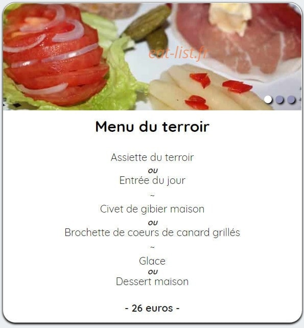 Carte et menu de Aux tauzins à Montfort en Chalosse — menu 26€