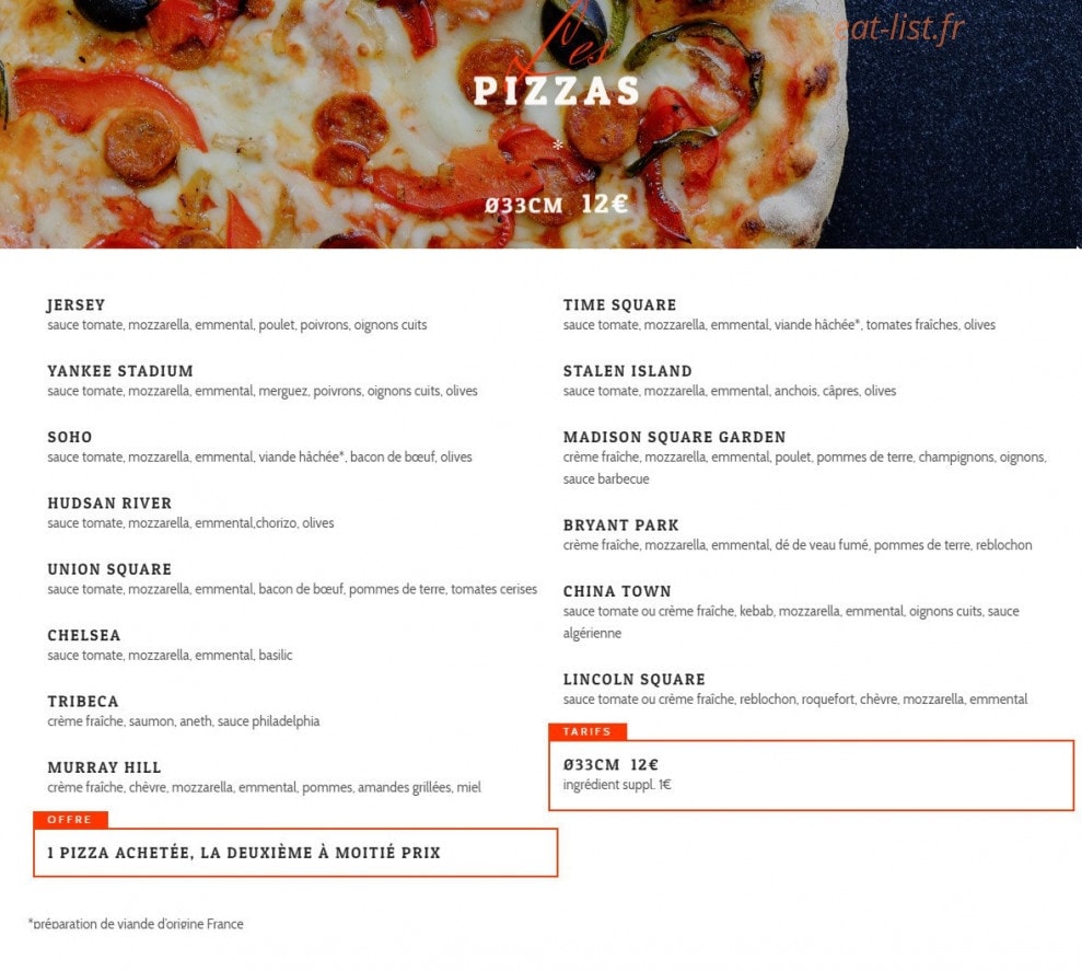Brooklyn Burgers n' Pizzas — carte page 2