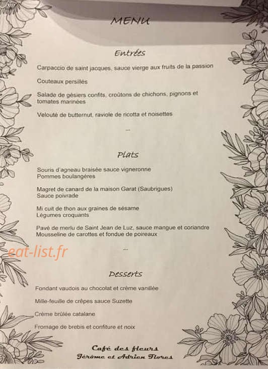 Café des fleurs — carte page 1