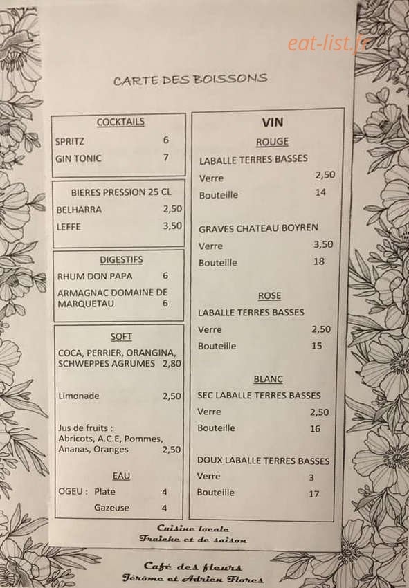 Café des fleurs — carte page 2