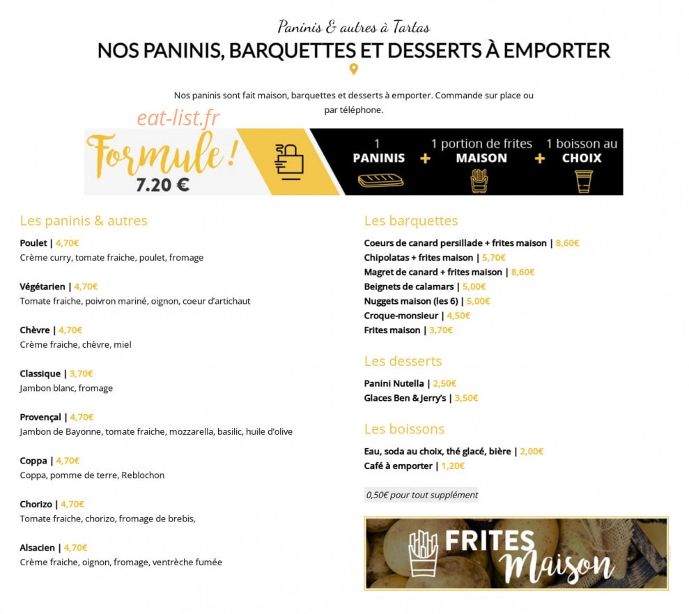 Sandwicherie des Cordeliers — carte page 3