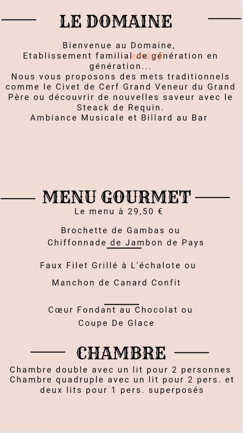 Le Domaine — carte page 1
