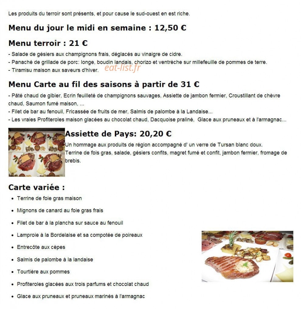 Le Café de Pissos — carte page 1