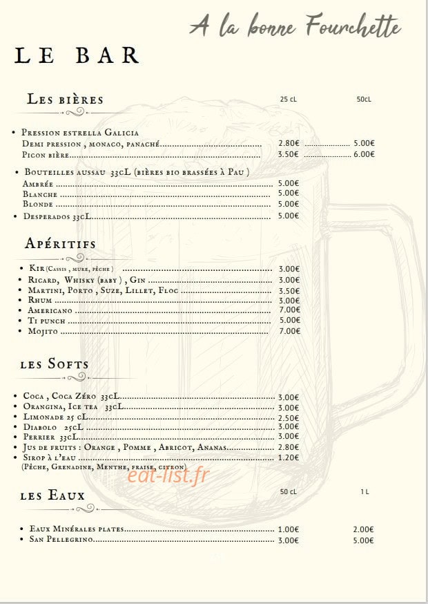 A la Bonne Fourchette — carte page 4