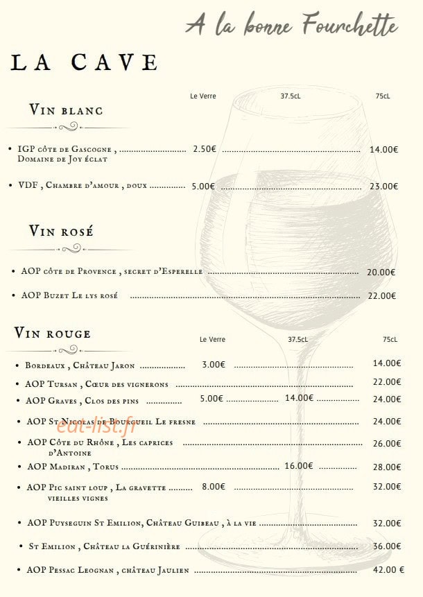 A la Bonne Fourchette — carte page 5
