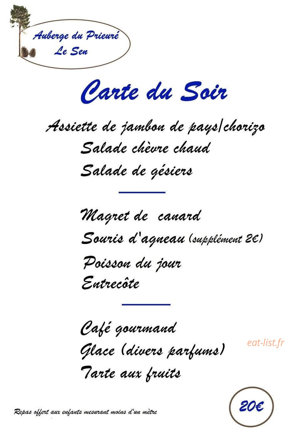 l'Auberge du Prieuré — carte page 1