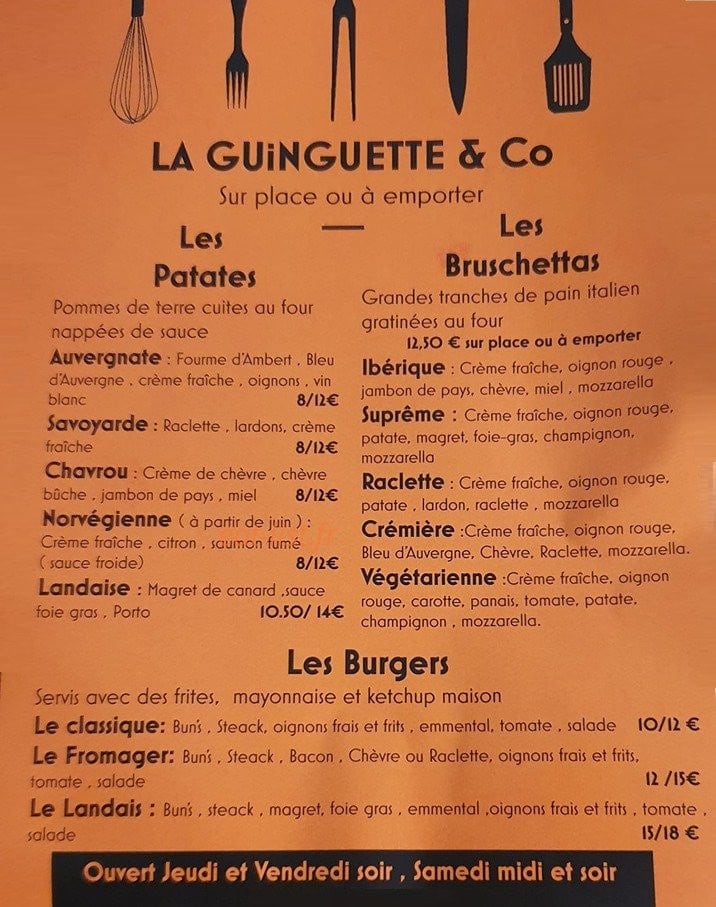 La Guinguette — carte page 1