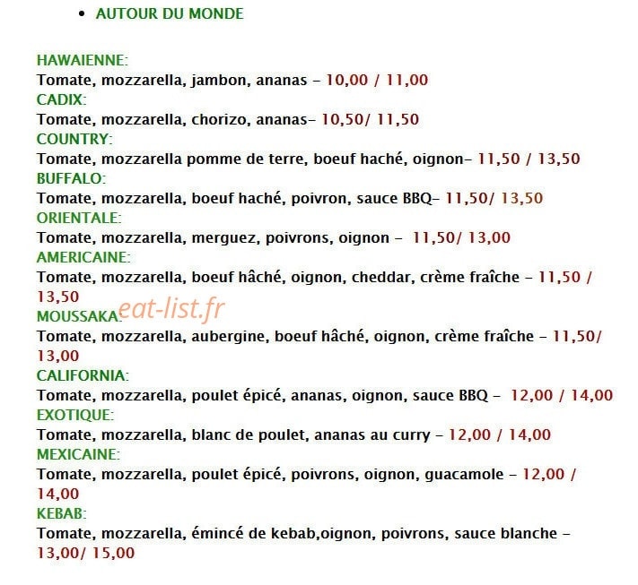Maitre pizza — carte page 2