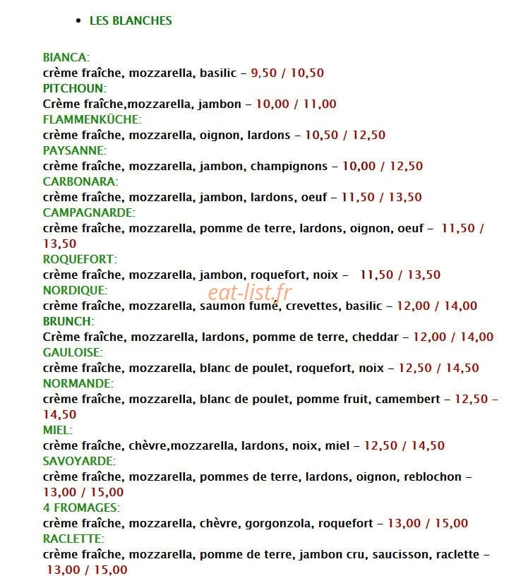 Maitre pizza — carte page 3