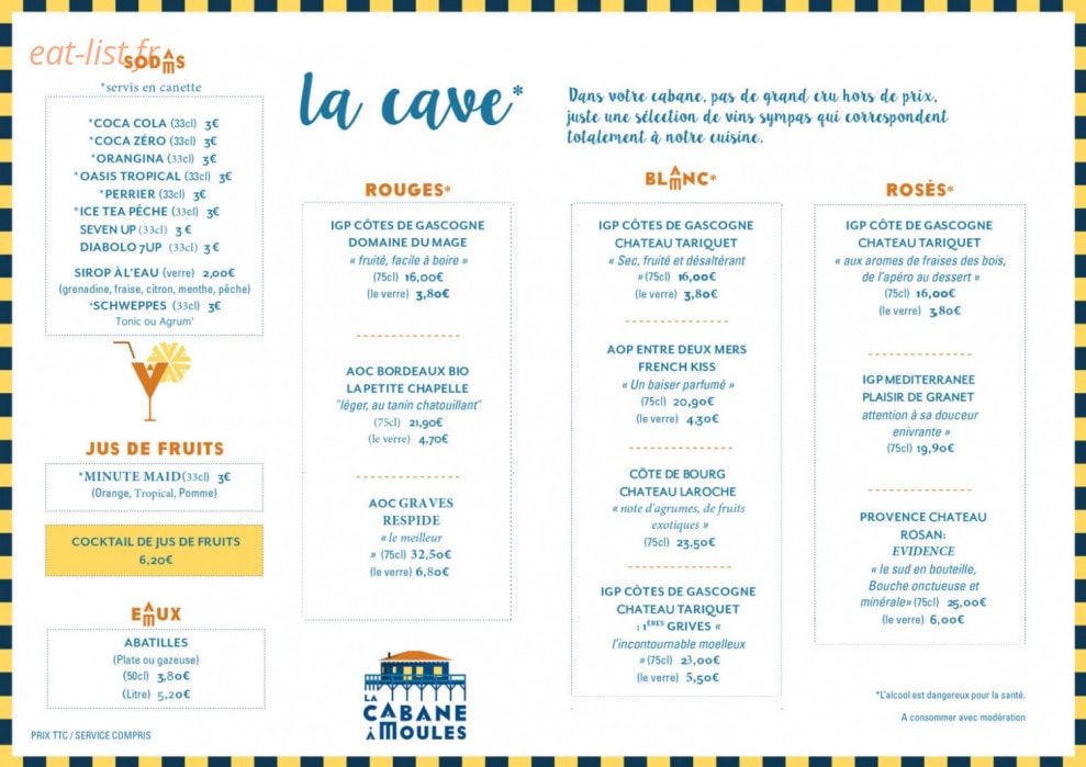 La Cabane à Moules — carte page 3