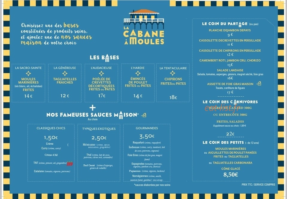La Cabane à Moules — carte page 1