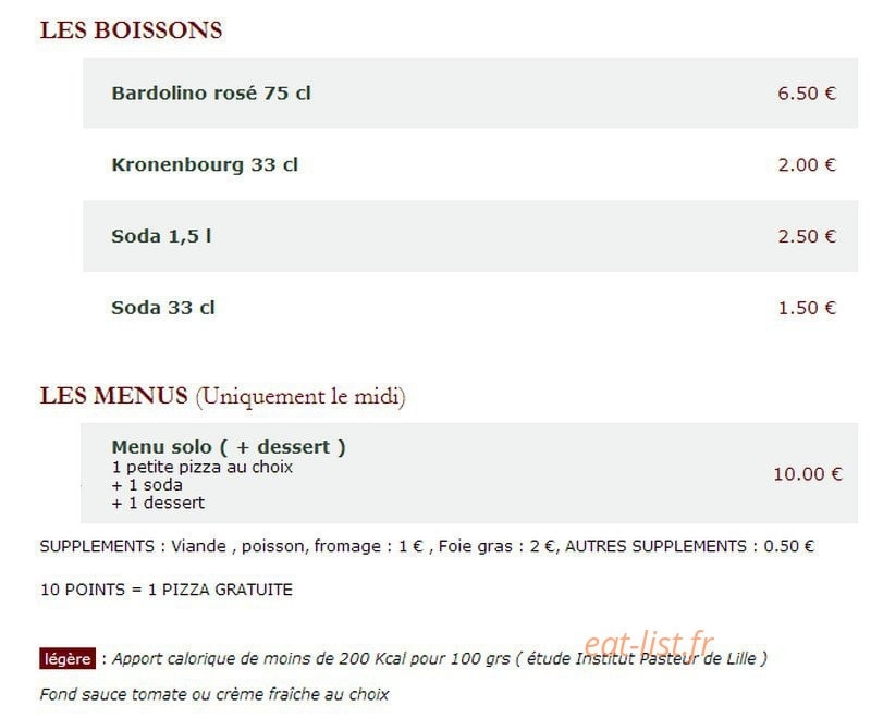 Le Kiosque à Pizzas — carte page 3