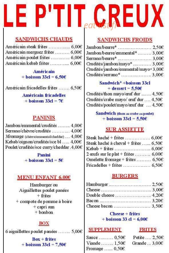 Le P'tit Creux — carte page 1