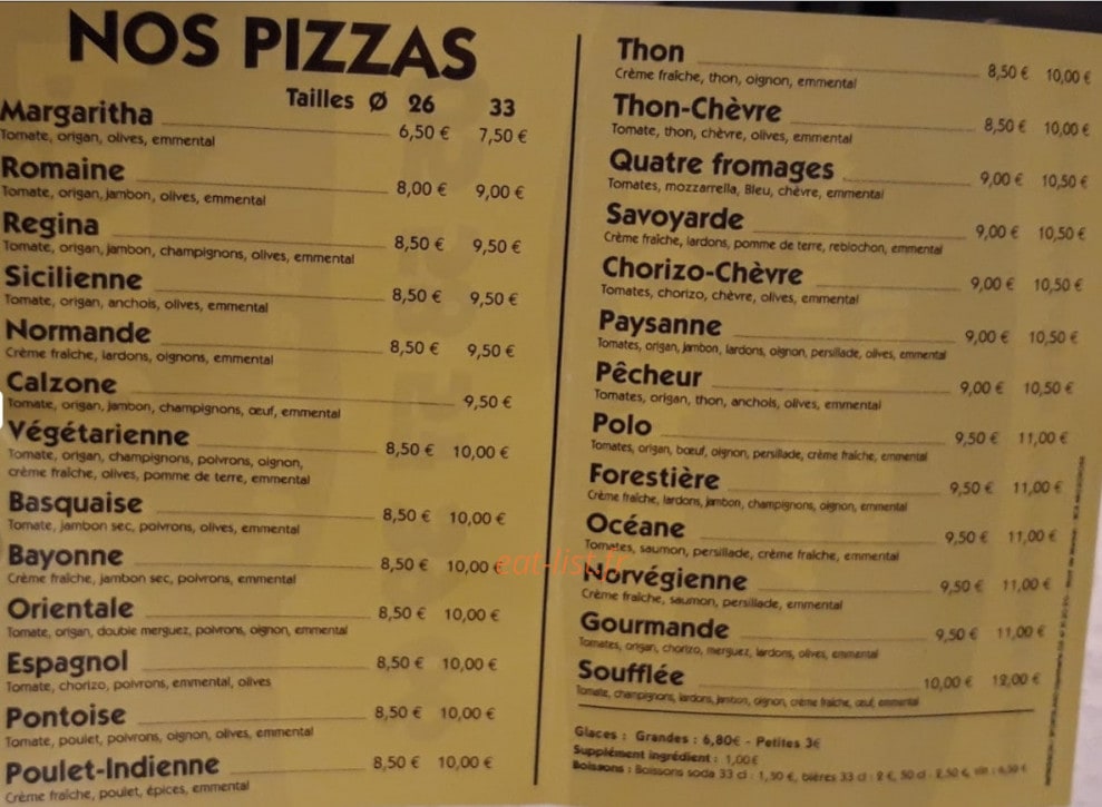 Pizza Nat — carte page 1