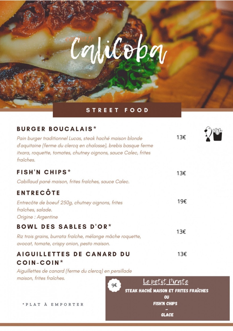 Calicoba Café — carte page 1