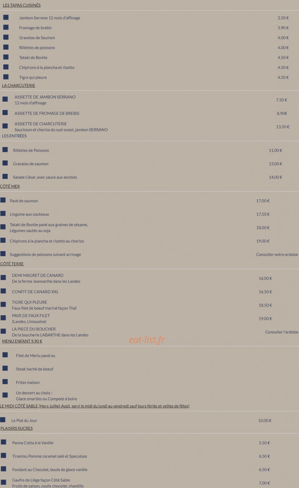 Côté Sable — carte page 1