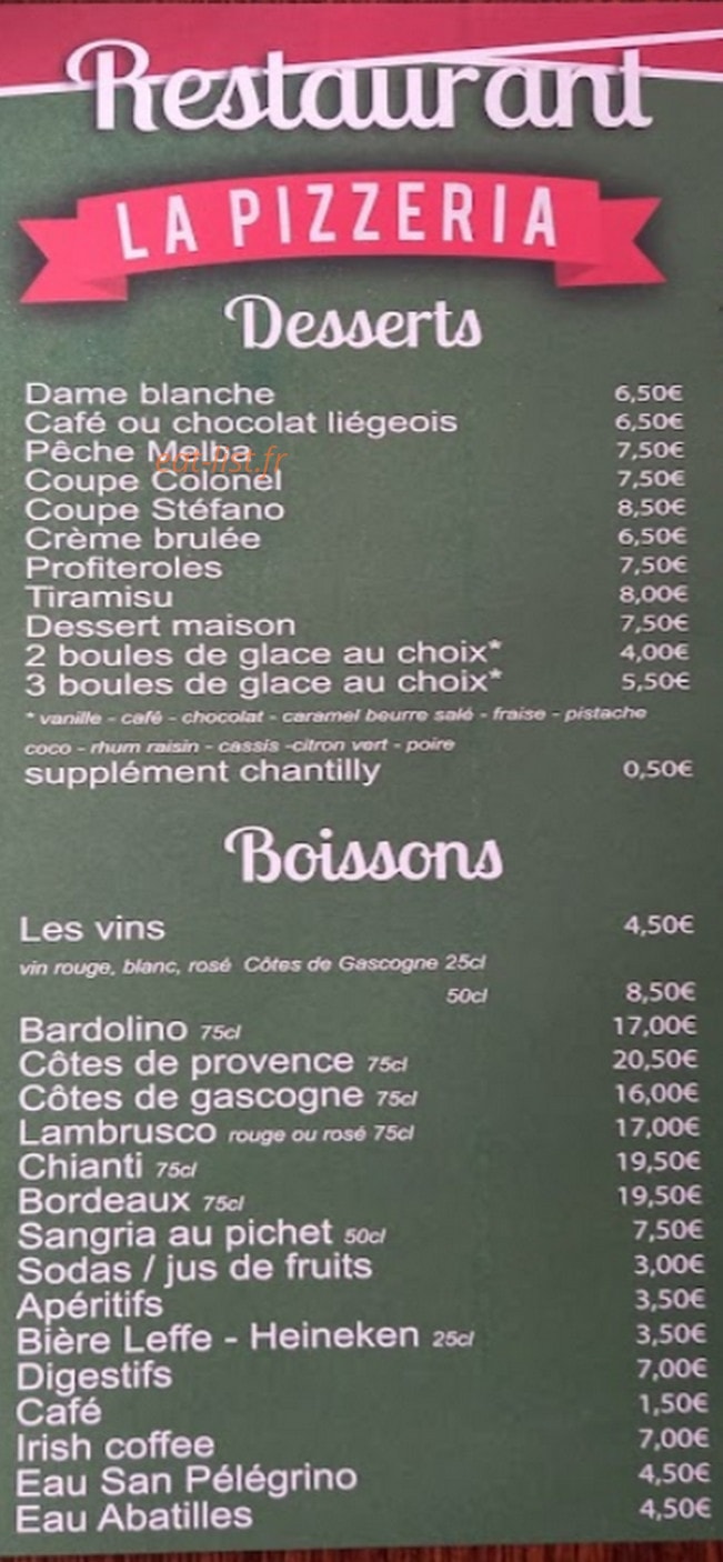 La Pizzeria — carte page 3