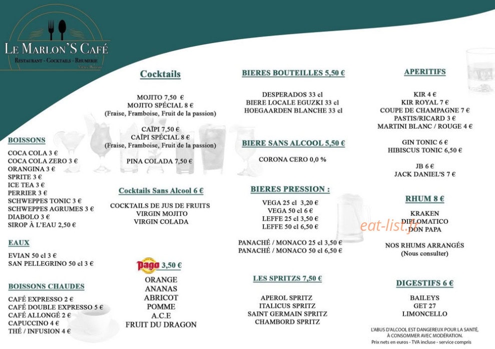 Le Marlon' S Café — carte page 2