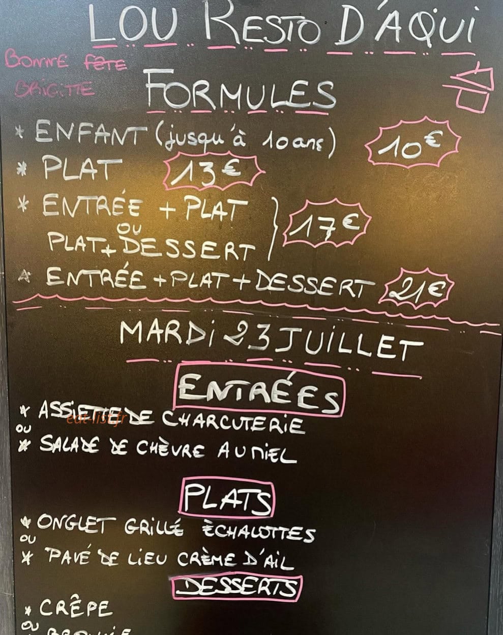Lou Resto d’Aqui — carte page 1