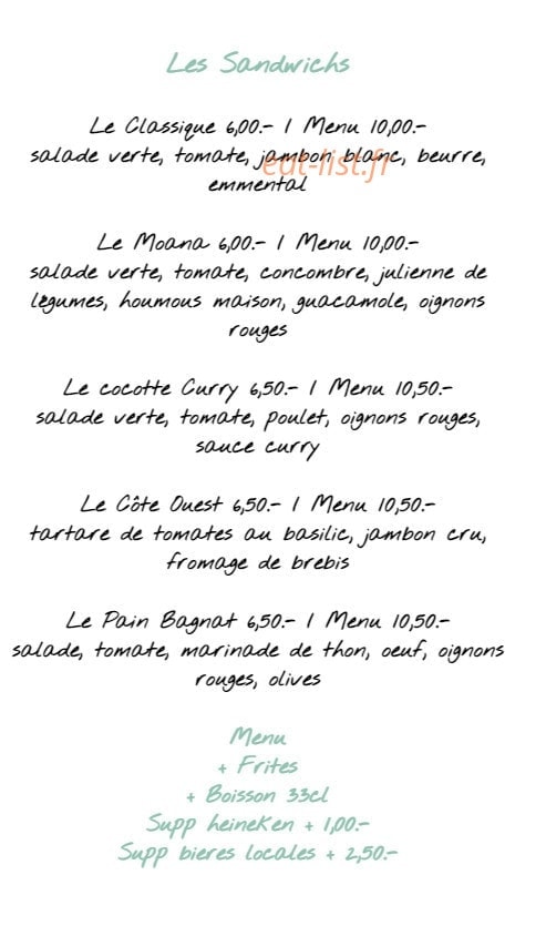 Carte et menu de Sandwicherie Moana à Vieux Boucau les Bains — Les sandwichs