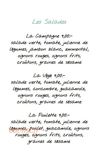 Carte et menu de Sandwicherie Moana à Vieux Boucau les Bains — Les salades