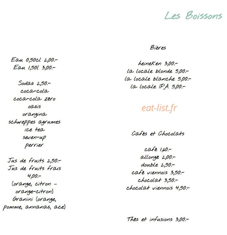 Carte et menu de Sandwicherie Moana à Vieux Boucau les Bains — Les boissons