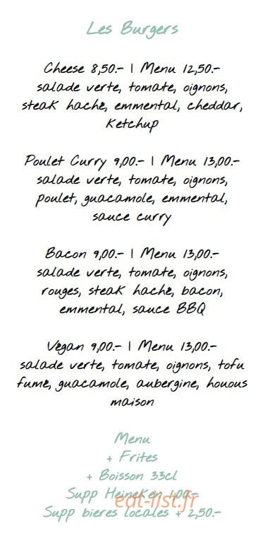 Carte et menu de Sandwicherie Moana à Vieux Boucau les Bains — Les burgers