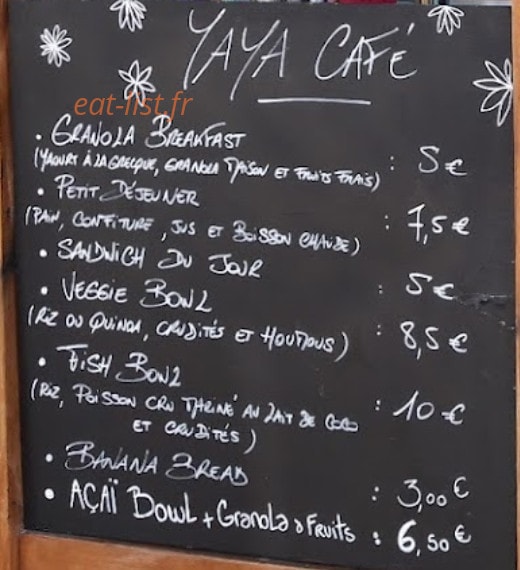 Yaya Café — carte page 1