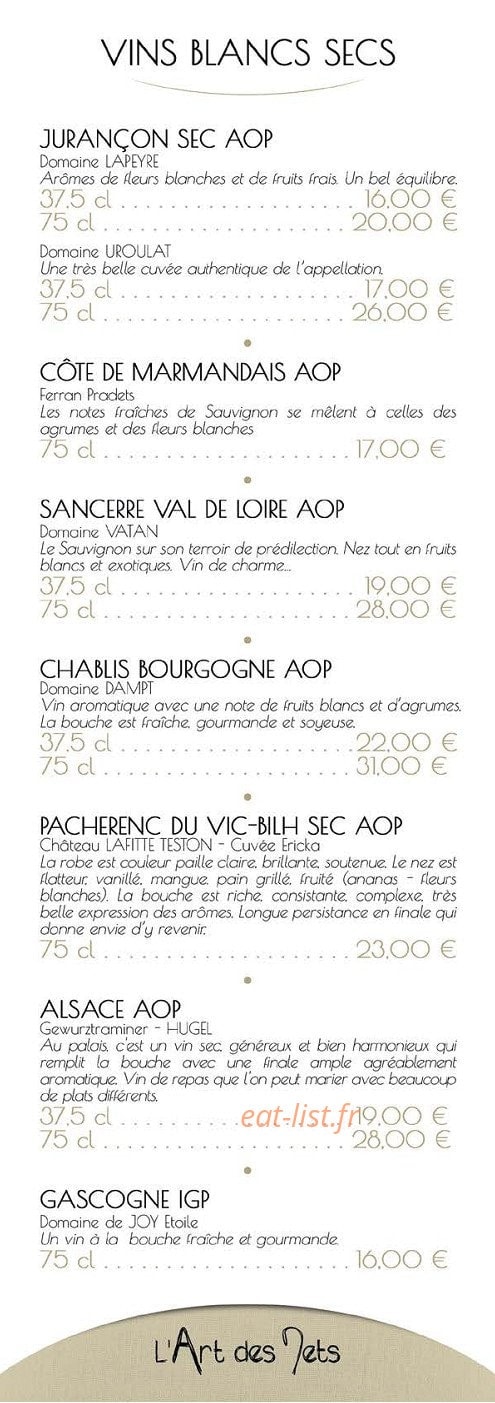 L'Art des Mets — carte page 4