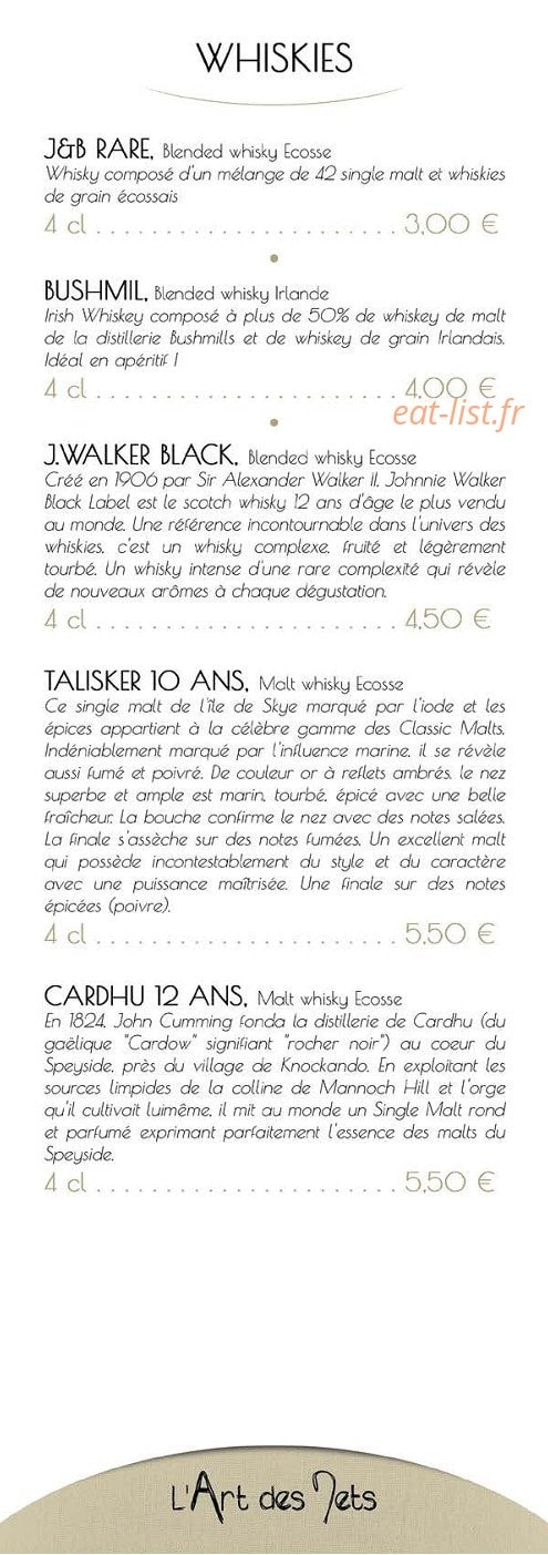 L'Art des Mets — carte page 11