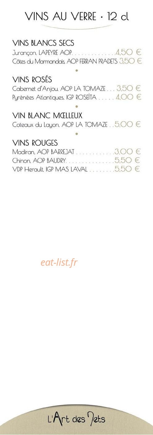 L'Art des Mets — carte page 3