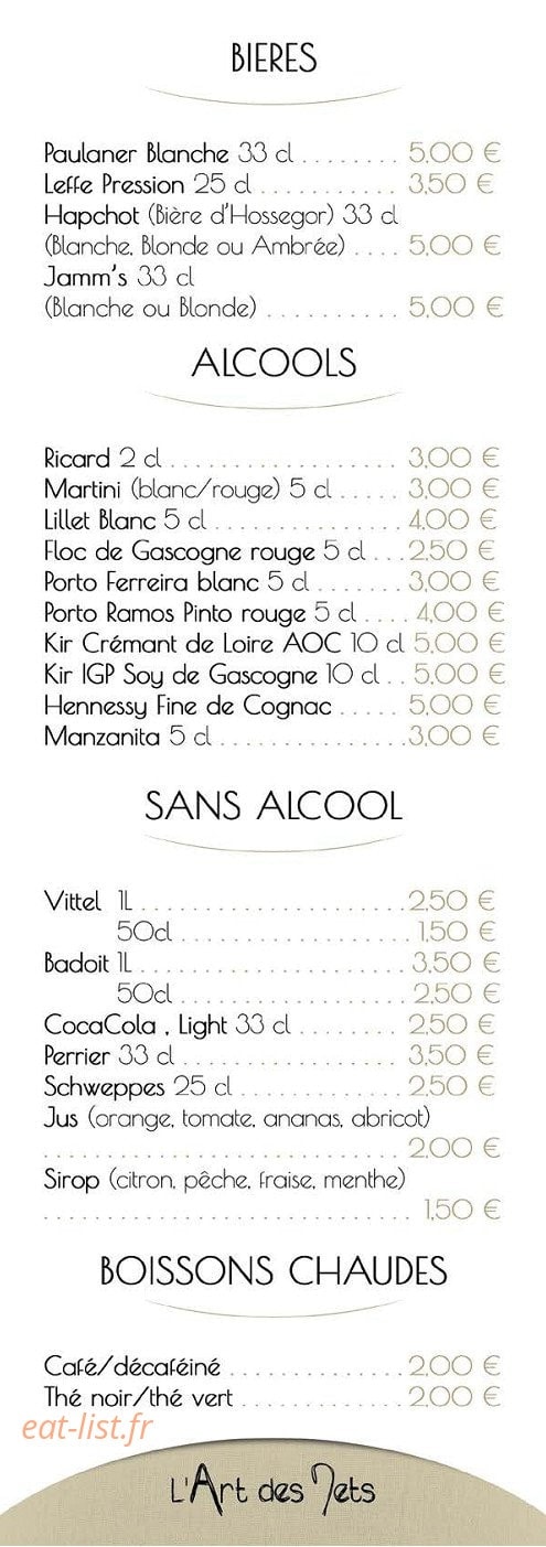 L'Art des Mets — carte page 12