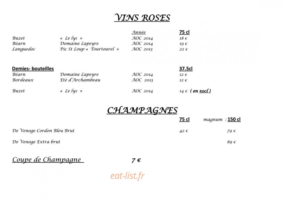 Le Pavillon — carte page 5