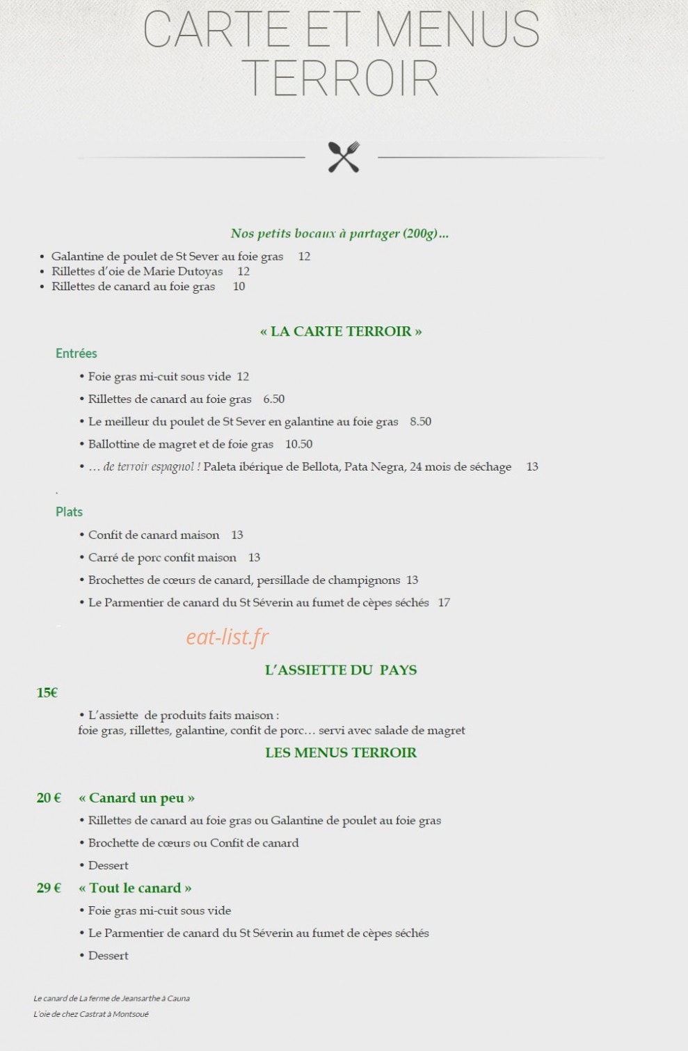 Le Petit Saint Séverin — carte page 1