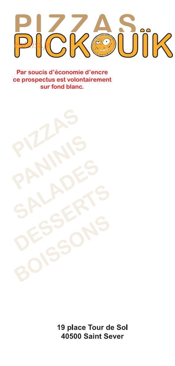 Pizzas Pickouik — carte page 1